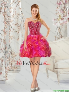 Gorgeous rebordear y Ruffles multicolor mini vestidos Prom