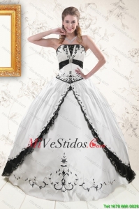 2015 exquisitos bordados vestidos de quinceañera de Blanco y Negro