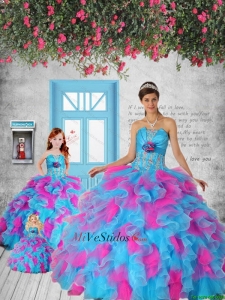 2015 Exquisito multicolor vestido Princesita con Appliques y Ruffles