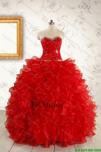 Bastante balón vestido de novia 2016 Red Vestidos de quinceañera con rebordear
