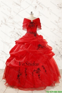Top Seller Sweetheart apliques vestido de quinceañera en Rojo