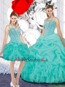 Elegantes correas vestido de bola desmontables Vestidos de quinceañera en turquesa