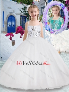 2016 Lujoso correas espaguetis vestido de bola de la niña desfile vestidos con rebordear