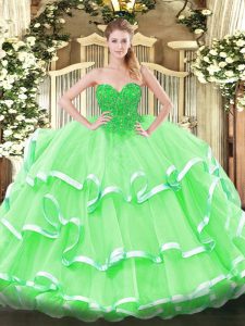 encaje verde manzana encaje cordial 15 quinceañera vestido organza sin mangas