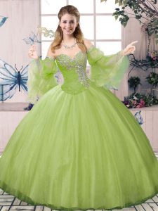 Vestido largo de manga larga verde oliva abalorios vestido de fiesta vestido de fiesta