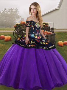 Vestidos de quinceañera largos bordados sin mangas de moda púrpura