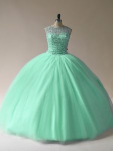Diseño personalizado sin mangas con cordones vestido de fiesta vestido de fiesta manzana verde tul