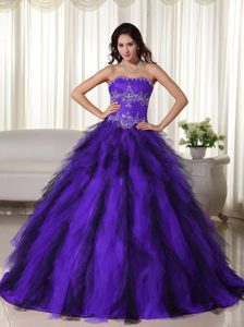 Púrpura Vestido De Fiesta Estrapless Hasta El Suelo Hasta El Suelo Tafetán Vestido De Quinceañera