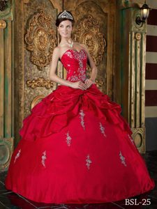 Rojo Vestido De Fiesta Dulceheart Hasta El Suelo Tafetán Vestido De Quinceañera