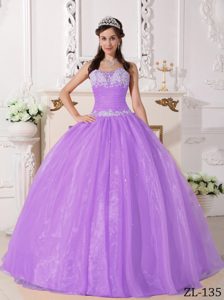 Púrpura Vestido De Fiesta Estrapless Hasta El Suelo Tafetán Y Organdí Vestido De Quinceañera