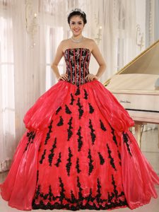 Rojo 2015 New Arrival Strapkess Bordado Decorate para Vestido De Quinceañera