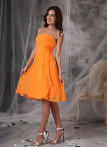 Dulce Naranja Estrapless Short Paseo Vestido Chifón Handle Floress Knee-length