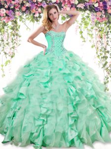 El amor de la manzana verde rebordea y rebordea el vestido de bola del vestido del baile de fin de curso sin mangas